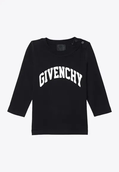 Givenchy Babies Logo Print T-shirt In Black