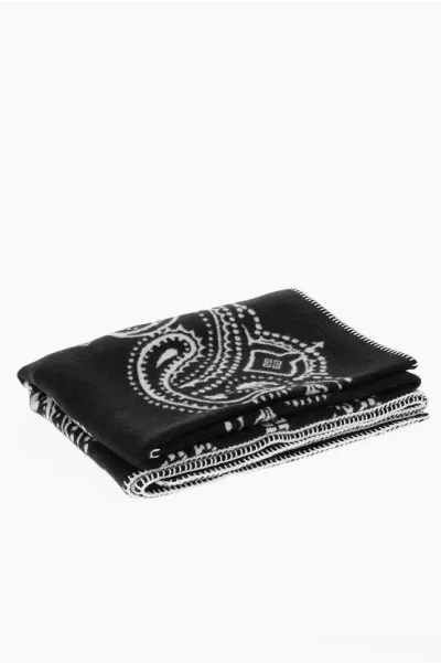 Givenchy Bandana-motif Wool Maxi Scarf In Black