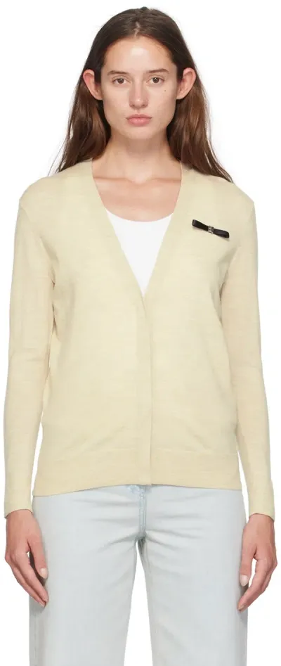 Givenchy Beige 4-g Bow Cardigan In 297-eggshell