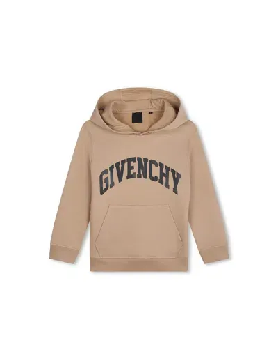 Givenchy Kids' Logo-print Jersey Hoodie In Beige