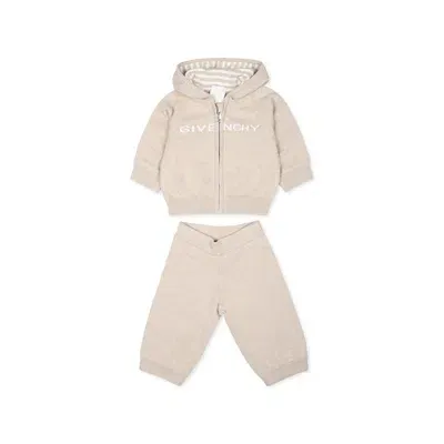 Givenchy Beige Reversible Set For Babykids With Logo And Bear