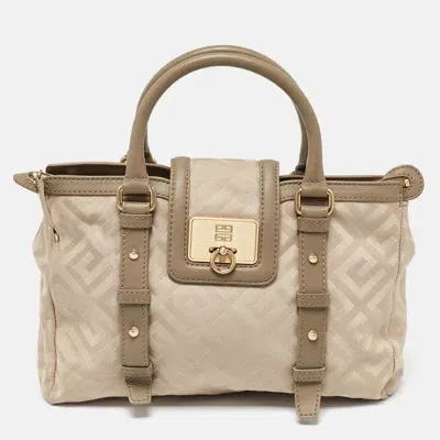 Pre-owned Givenchy Beige Signature Canvas And Leather Tote