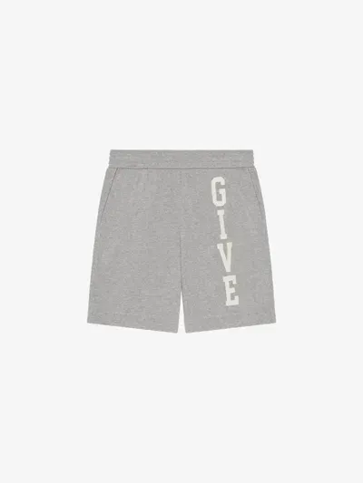 Givenchy College Bermuda Shorts In Fleece In Light Grey