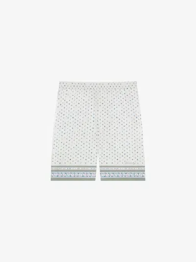 Givenchy Printed Bermuda Shorts In Cotton Seersucker In Cream/green