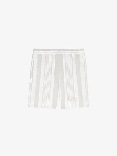 Givenchy Bermuda Shorts In Cotton Towelling With Stripes In White Beige