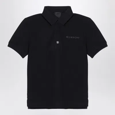 Givenchy Kids' Black Cotton Polo Shirt With Logo