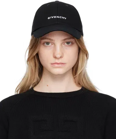 Givenchy Black Embroidered Cap In 001 Black