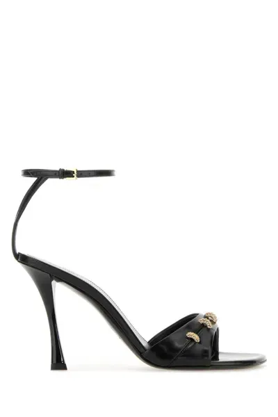 Givenchy Black Leather Stitch Sandals