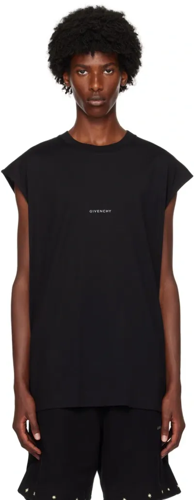 Givenchy Black Logo Tank Top In 001-black