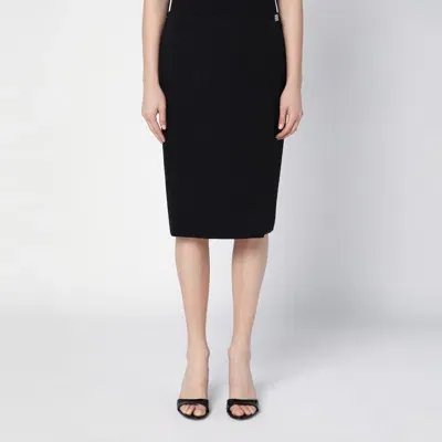 Givenchy Black Wool Skirt With Metal Button 4g