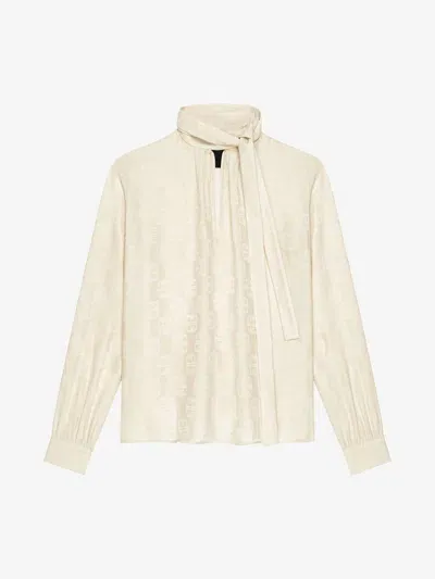 Givenchy Blouse In 4g Liquid Jacquard With Lavallière In Ecru