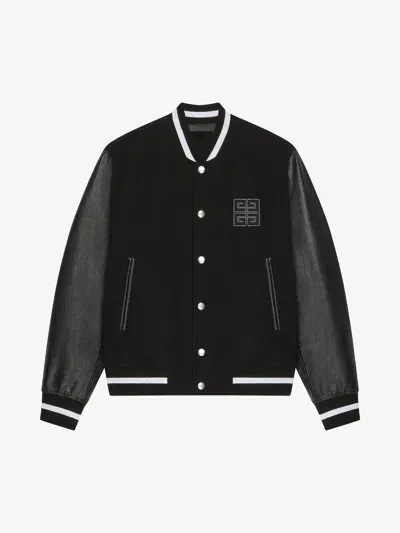 Givenchy Blouson Varsity 4g En Laine Et Cuir In Black