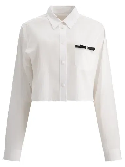 Givenchy Bow Pocket Button-up Crop Shirt In White