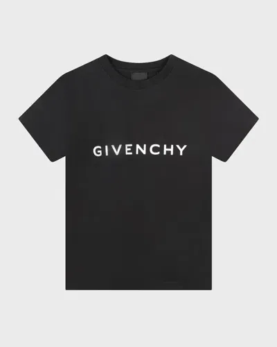 Givenchy Kids' Boy's Classic Logo-print T-shirt In Black