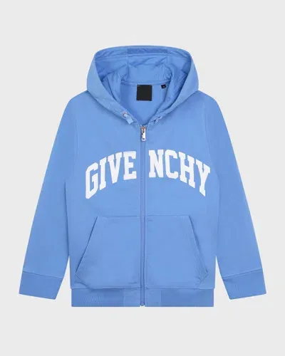 Givenchy Kids' Logo-print Cotton-blend Jacket In Blue