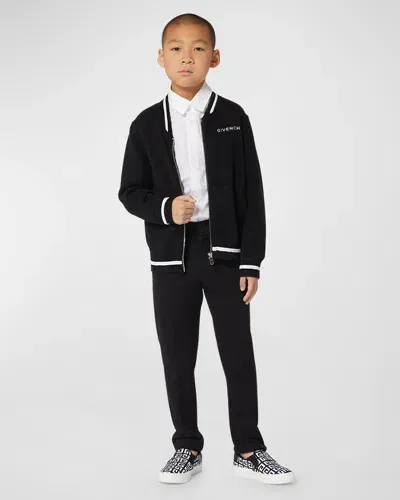 Givenchy Kids' Boy's Logo-print 4g Knitted Bomber Jacket In Black