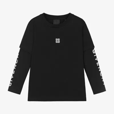 Givenchy Kids' Logo-print Long-sleeve T-shirt In Black