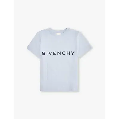 Givenchy Boys Pale Blue Kids Logo-print Short-sleeved Cotton-jersey T-shirt 4-12 Years