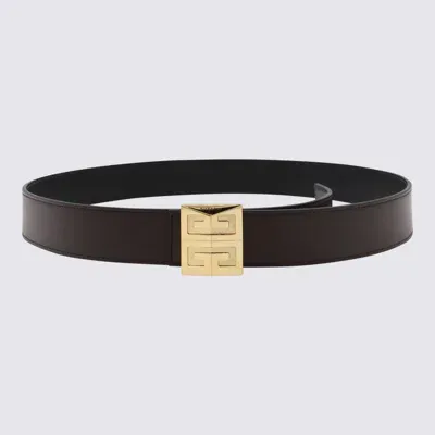 Givenchy Brown Calf Leather 4g Reversible Belt In Brown Black