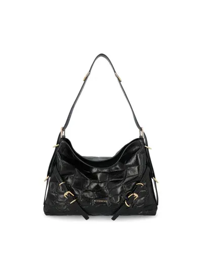 Givenchy Medium Voyou Buckle Shoulder Bag In Tumbled Leather In Black