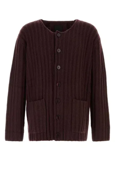 Givenchy Burgundy Cashmere Cardigan In Red