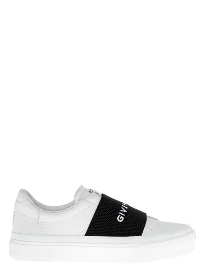 Givenchy City Court White Leather Sneakers With Logo In Black