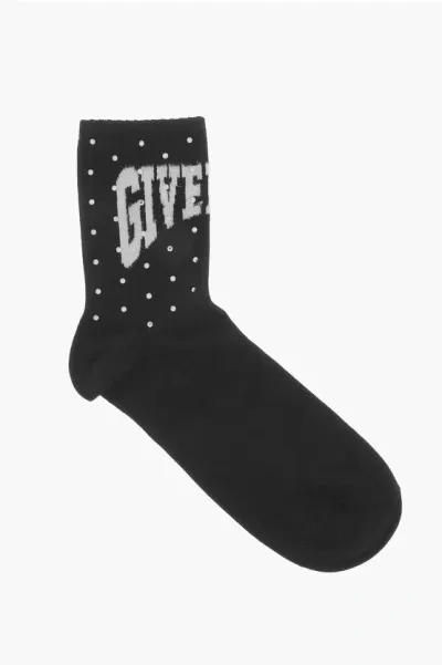 Givenchy Cotton Blend Socks With Rhinestone In Black