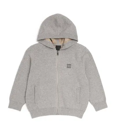 Givenchy Kids' Cotton-cashmere Knitted Logo Hoodie In Grey