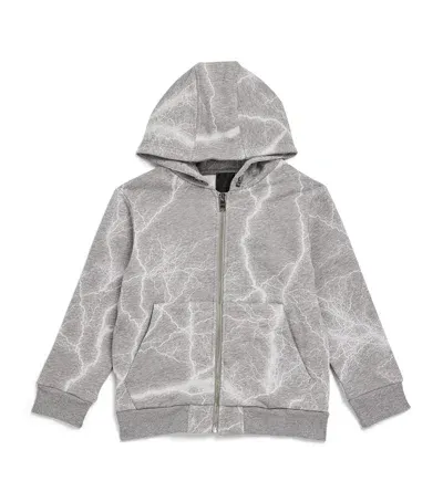 Givenchy Kids' Cotton Lightning Print Hoodie In Grey