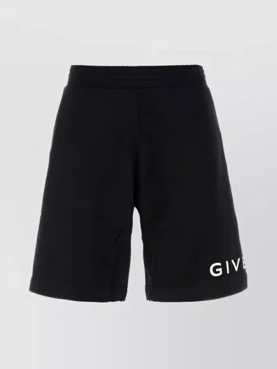 Givenchy Cotton Shorts With Side And Rear Logo Print In Black