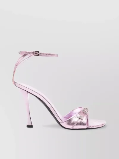 Givenchy Crinkled Metallic Leather Heel Sandals In Old Pink