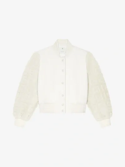 Givenchy Cropped Varsity Jacket In Wool And 4g Fur In White