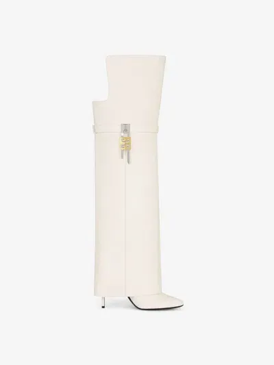 Givenchy Cuissardes Shark Lock Stiletto En Cuir Nappa In White