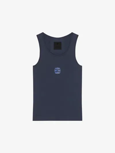 Givenchy Slim Fit 4g Liquid Tank Top In Cotton In Navy