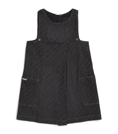 Givenchy Kids' Denim Logo Print Dress In Black