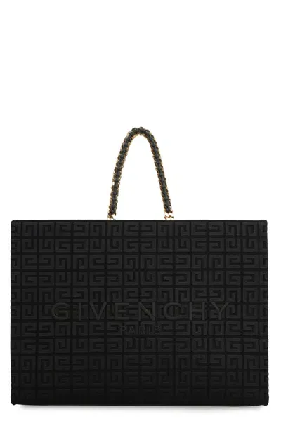 Givenchy G All Over Logo Canvas Tote In Black