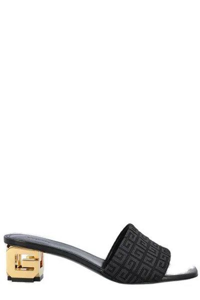 Givenchy Womens  G Cube Monogram-print Canvas Mules In Black