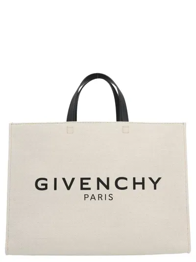 Givenchy G Midi Shopping Bag In 白色/黑色