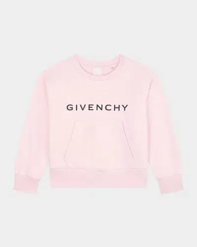 Givenchy Kids' Girl's Contrast Logo-print Sweatshirt In Marshmallow