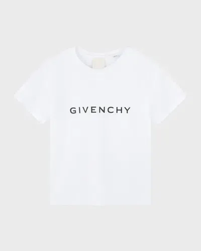 Givenchy Kids' Girl's Logo-print Classic T-shirt In White