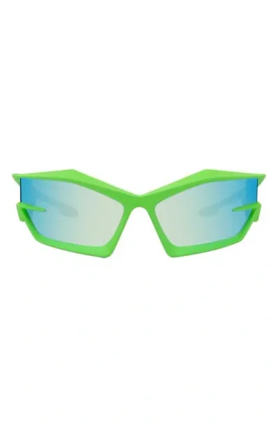 Givenchy Giv Cut 69mm Oversize Geometric Sunglasses In Matte Light Green Mirror