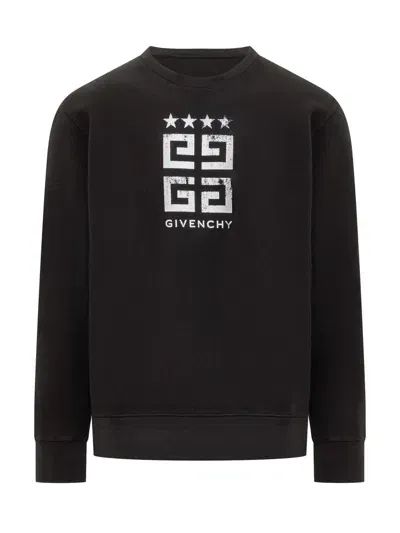 Givenchy 4g Stars Slim Fit Sweatshirt In Fleece In Black