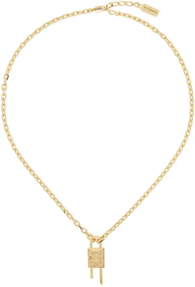 Givenchy Gold Mini Lock Necklace In 710-golden Yellow