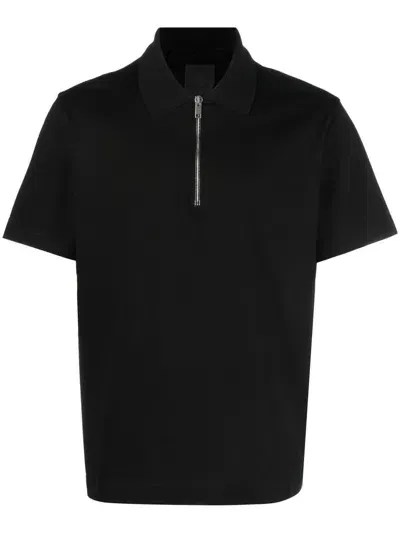 Givenchy Half-zip Cotton Polo Top In Black