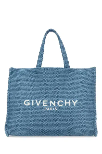 Givenchy Light Blue Raffia Medium G-tote Shopping Bag