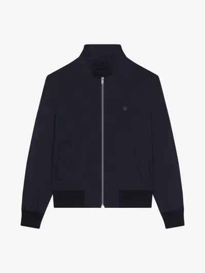 Givenchy Harrington Jacket In Wool Poplin With 4g Detail In Blue