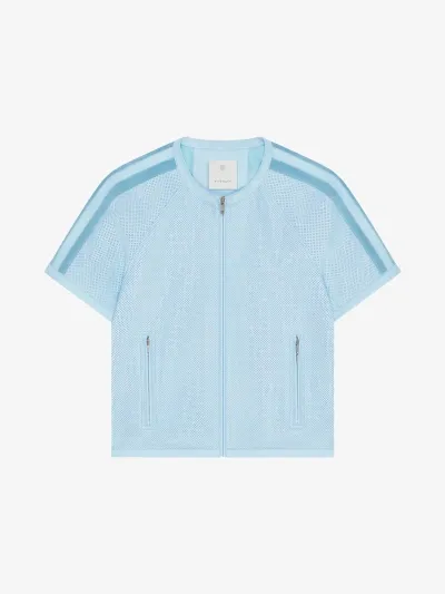 Givenchy Jacket In Perforated Leather In Sky Blue