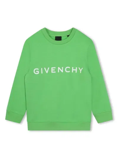 Givenchy Kids' Logo-print Crew-neck Sweatshirt In Green