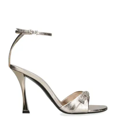 Givenchy Leather Stitch Heeled Sandals 95 In Gold