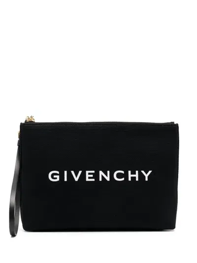 Givenchy Logo-print Clutch Bag In Black